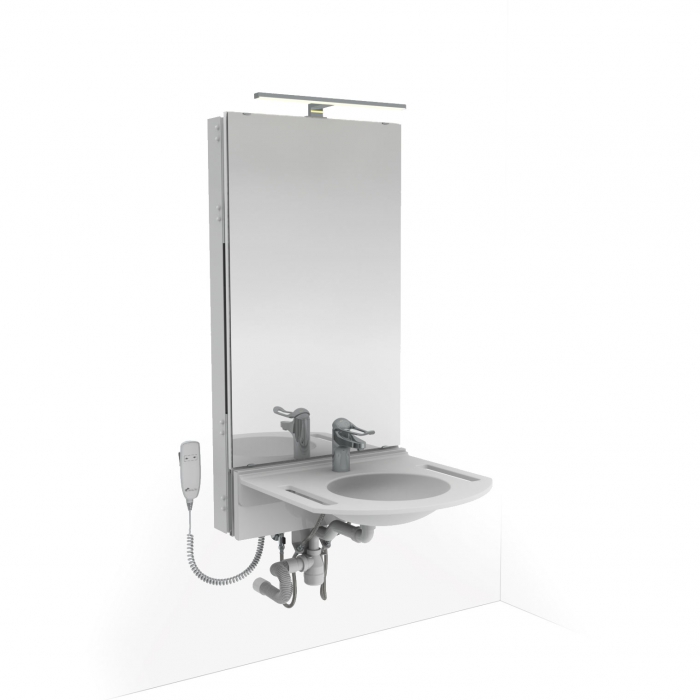 Elektrisch höhenverstellbares Waschtischmodul mit Spiegel und Beleuchtung - BASICLINE 433-15