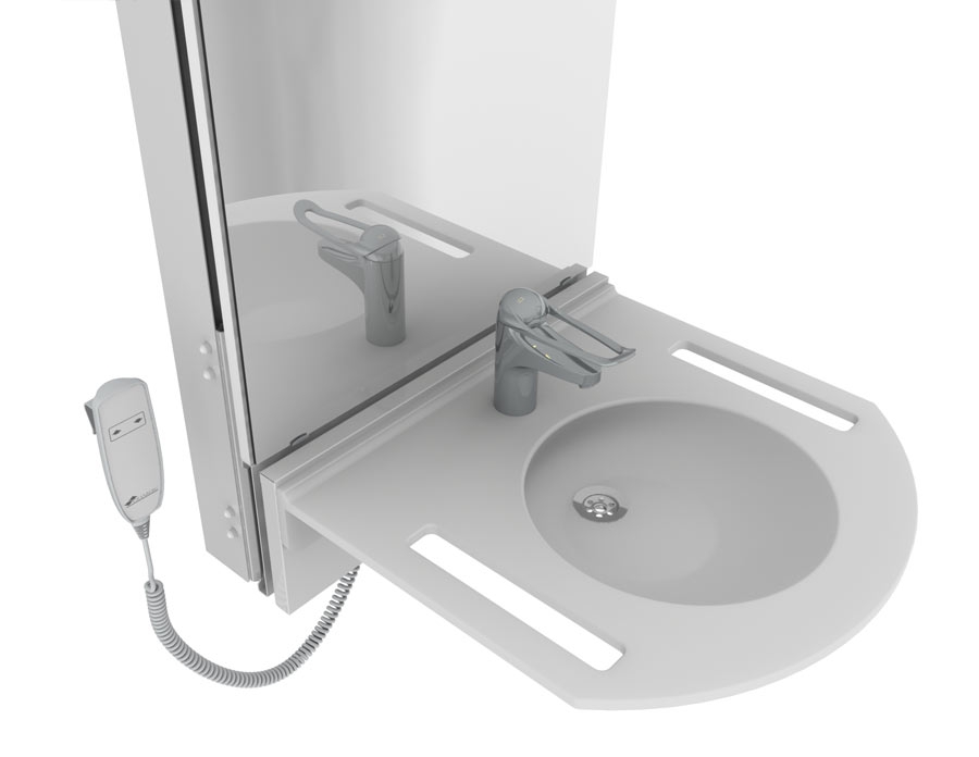 Elektrisch höhenverstellbares Waschtischmodul mit Spiegel und Beleuchtung - BASICLINE 433-15