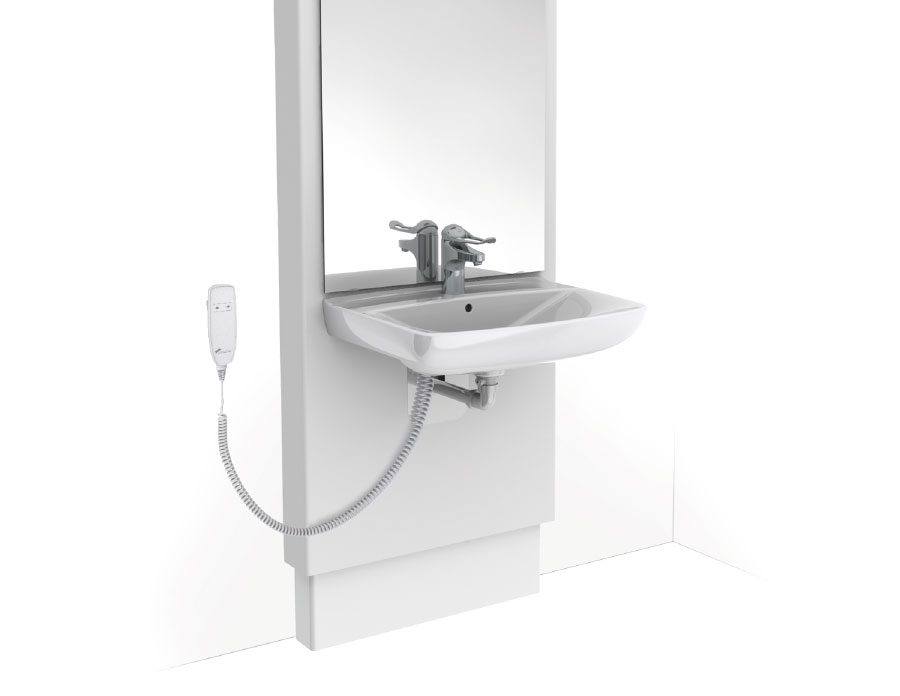 Elektrisch höhenverstellbares Waschtischmodul mit Spiegel und Beleuchtung - DESIGNLINE 417-11