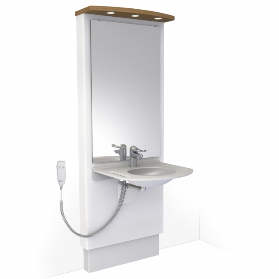 Elektrisch höhenverstellbares Waschtischmodul mit Spiegel und Beleuchtung - DESIGNLINE 417-15