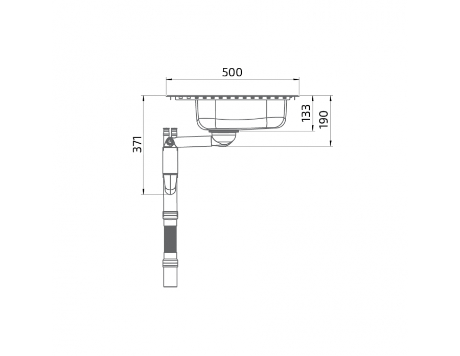 Maße - Flache barrierefreie Einbauspüle ES11 - 49,6 cm 