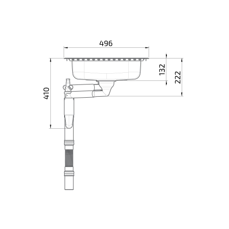 Maße - Flache barrierefreie Einbauspüle ES20 - 61,6 cm