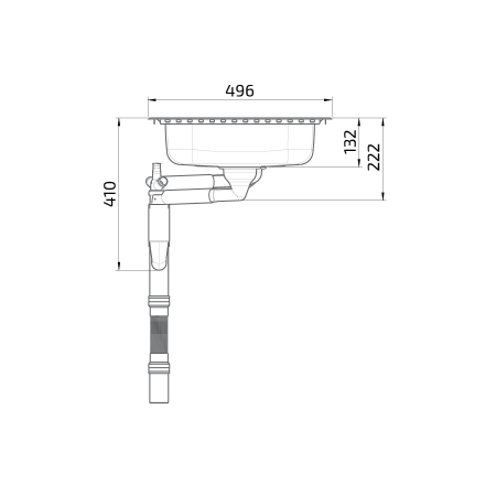 Maße - Flache barrierefreie Einbauspüle ES25 - 97,1 cm