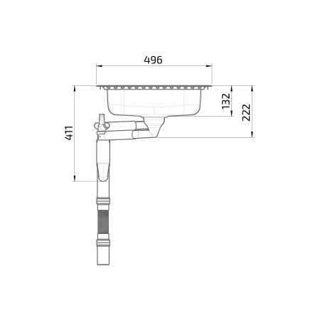 Maße - Flache barrierefreie Einbauspüle ES35 - 120,6 cm