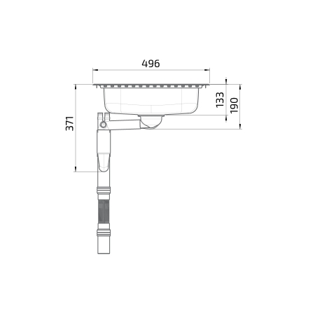 Maße - Flache barrierefreie Einbauspüle ES10 - 44,1 cm