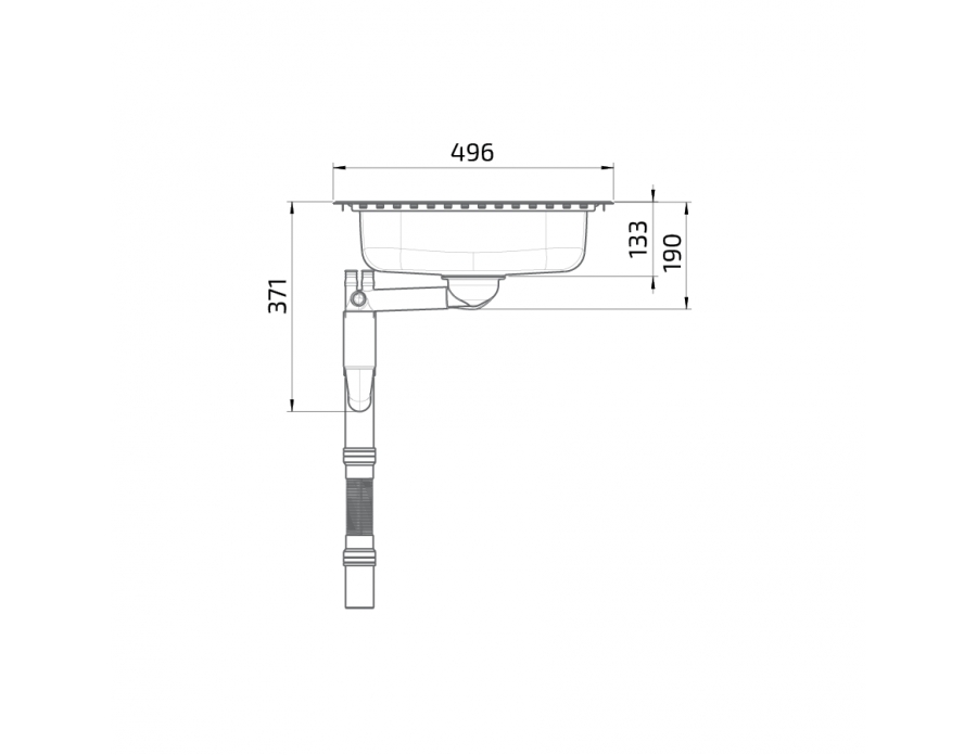 Maße - Flache barrierefreie Einbauspüle ES10 - 44,1 cm